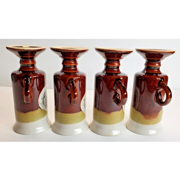 OTAGIRI Pheasants Pedestal Irish Coffee Footed Mugs 6 oz Vintage set of 4 - Picture 6 of 10